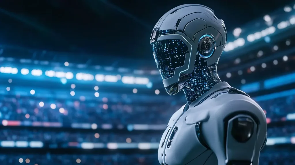 An AI robot on a football field